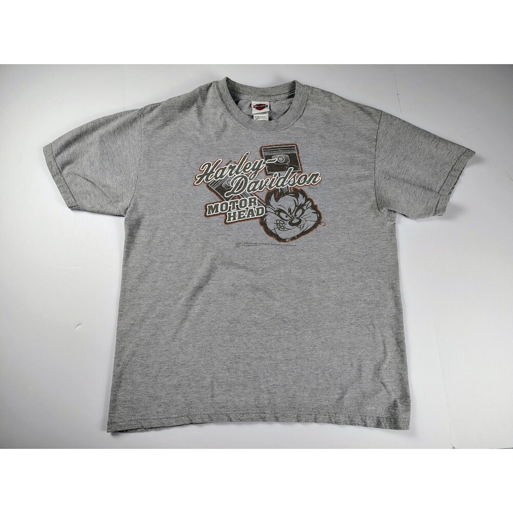 Harley-Davidson Taz Wiley Coyote Sam Flame Shirt Size Large Grey Y2K Motor Head